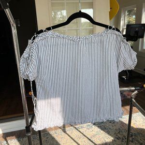 Madewell Ruffled Lace-Up Top in Stripe